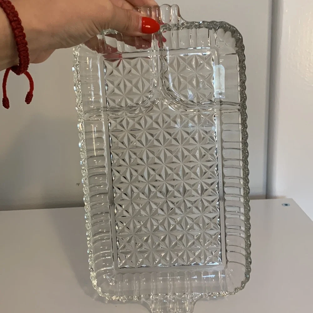 Vintage cut glass tray  Perfect to hold trinkets, bathroom decor, kitchen